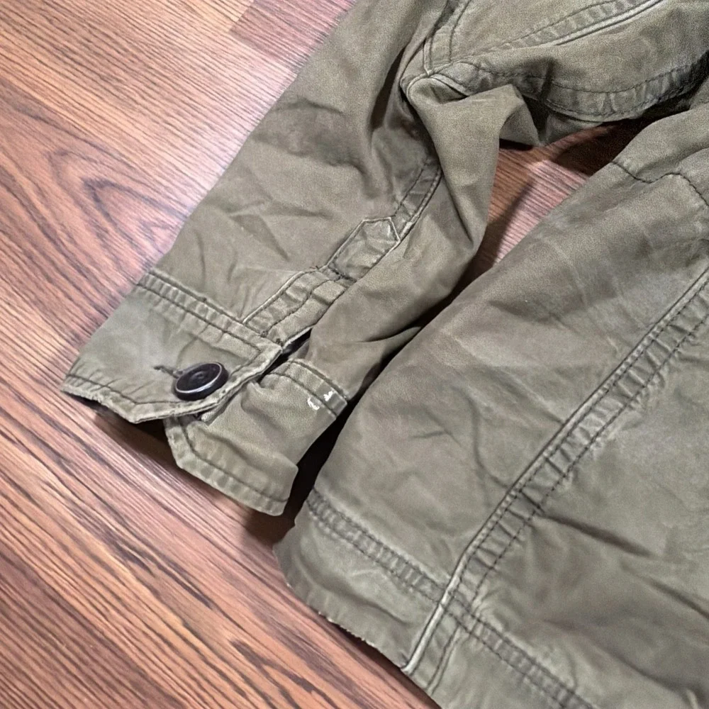 Abercrombie Fitch Military Jacket Men's Large Green Army Field Coat Parka Hooded